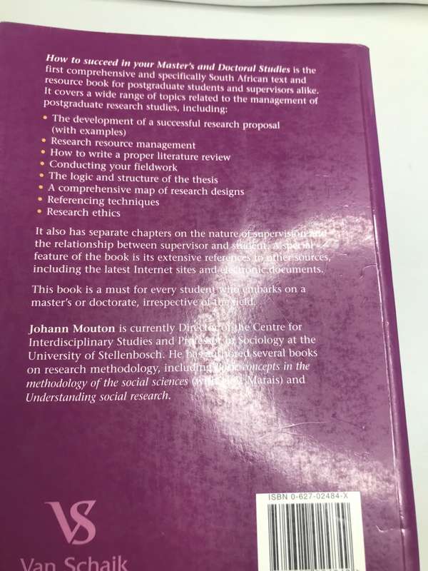 Book How to Succeed in your Masters and Doctoral Studies Johan Mouton
