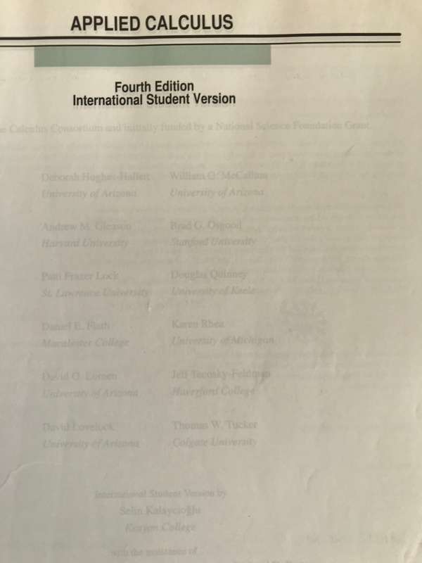 Applied Calculus 4 edition International student version
