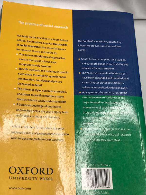 Book The Practice Of Social Research by Earl Babbie and Johan Mouton