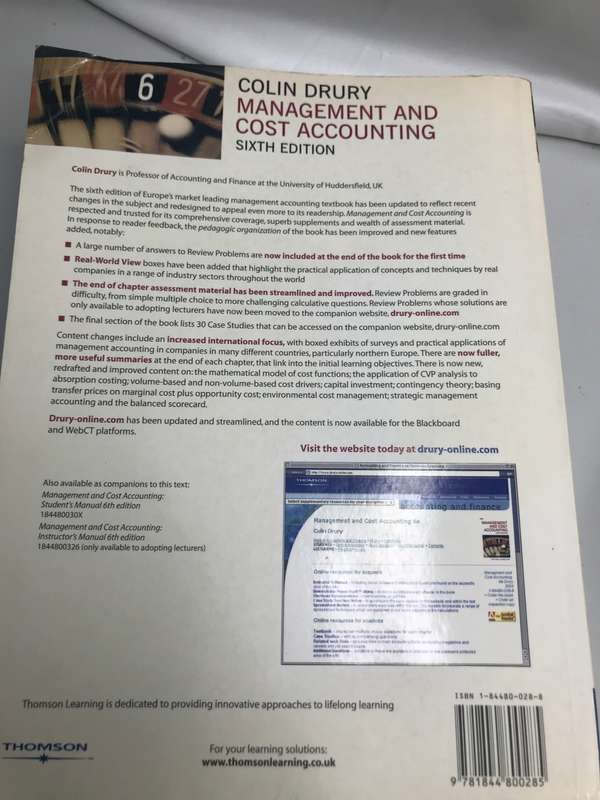 Book Management and Cost Accounting Colin Drury 6TH Edition