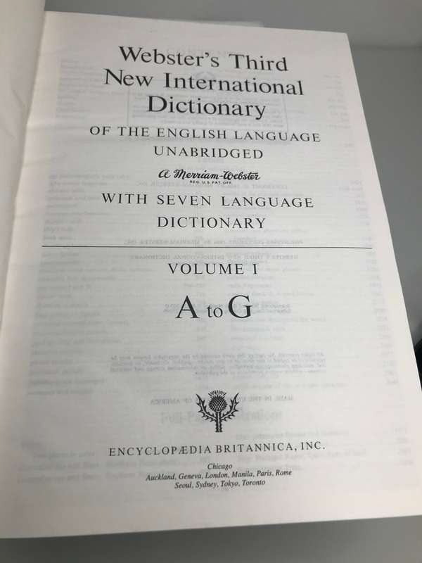 Book Websters Third New International Dictionary Unabridged VOLUME 1 A-G