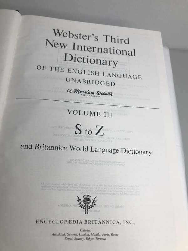 Book Websters Third New International Dictionary Unabridged VOLUME 3 S-Z 34cmX22cm