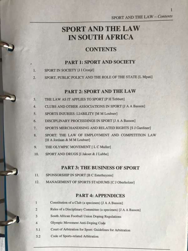 Sport and the Law in South Africa Butterworths