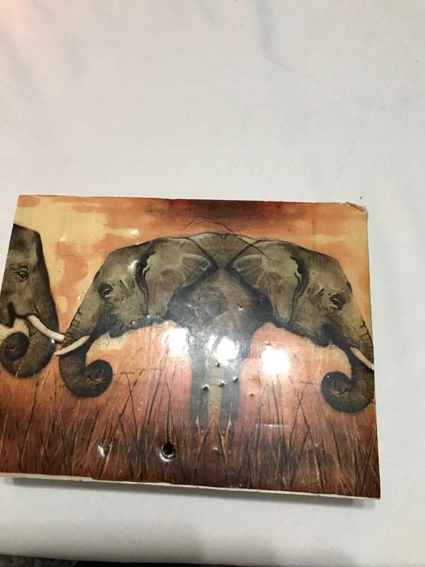 Jewelry or storage wooden holder with elephant  prints