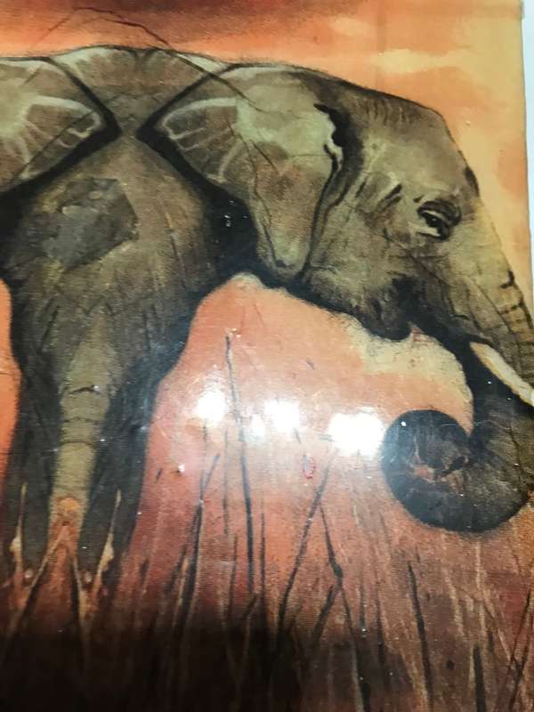 Jewelry or storage wooden holder with elephant  prints