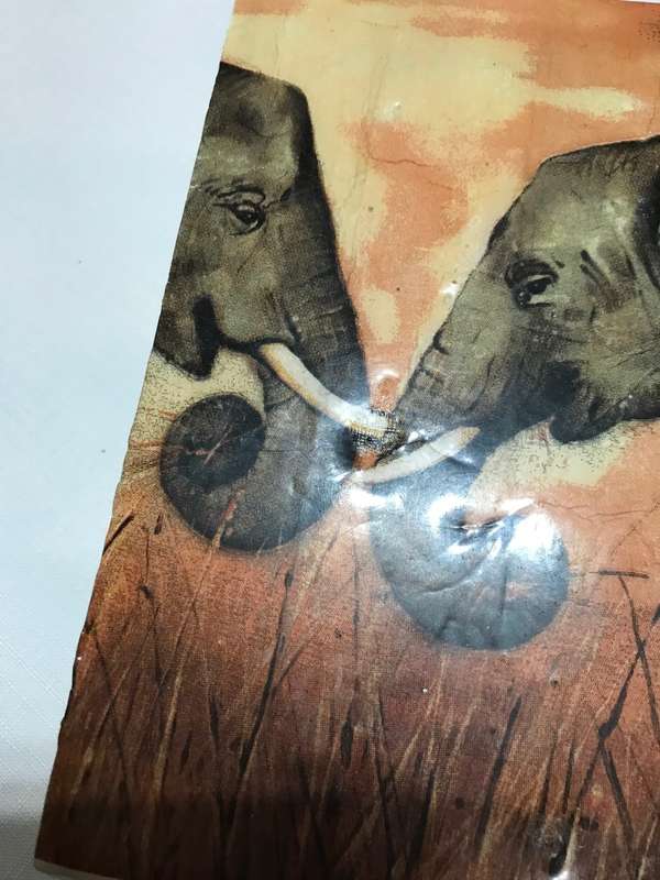 Jewelry or storage wooden holder with elephant  prints