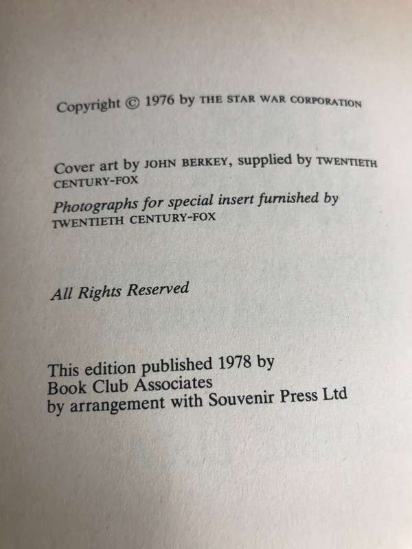 Star Wars Book Original 1978 written by George Lucas with original dust cover Plates inside 8 pages