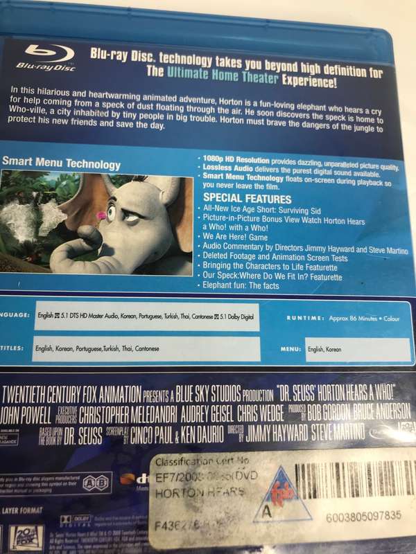 Blu-ray Dr. Seuss Horton Hears a Who! Disk Movie