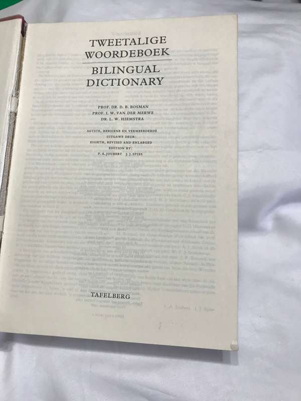 Tweetalige Woordeboek Billingual Dictionary Bosman.van der Merwe.Hiemstra