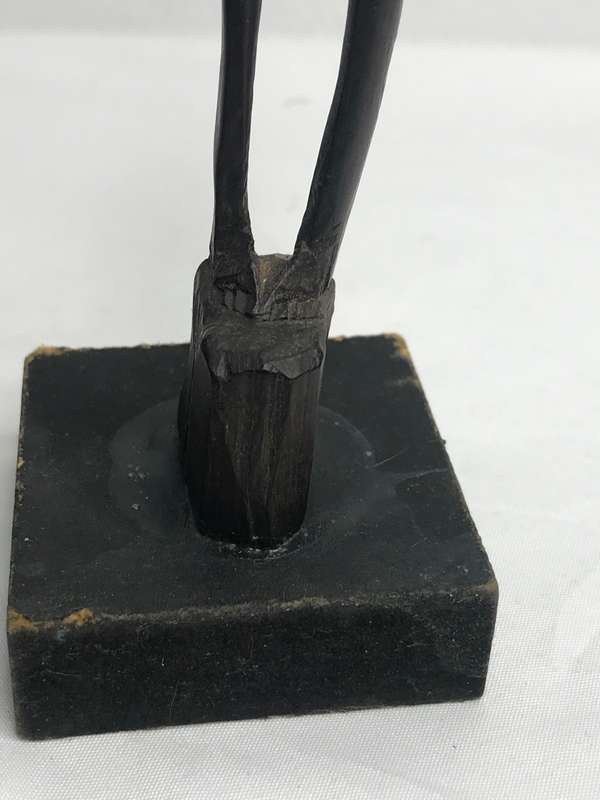 Wood Art Statues Hand Carved two African men and one African woman Two with Beads 20-23cm