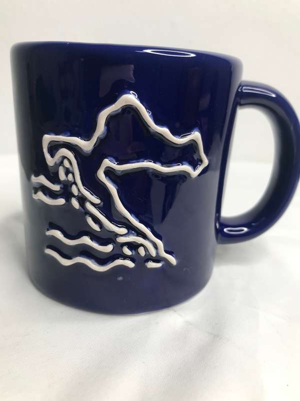 Art Collectable Cup Ceramic Croatia Hrvatska Blue Unusual Design Raised Print Souvenir IMPORT