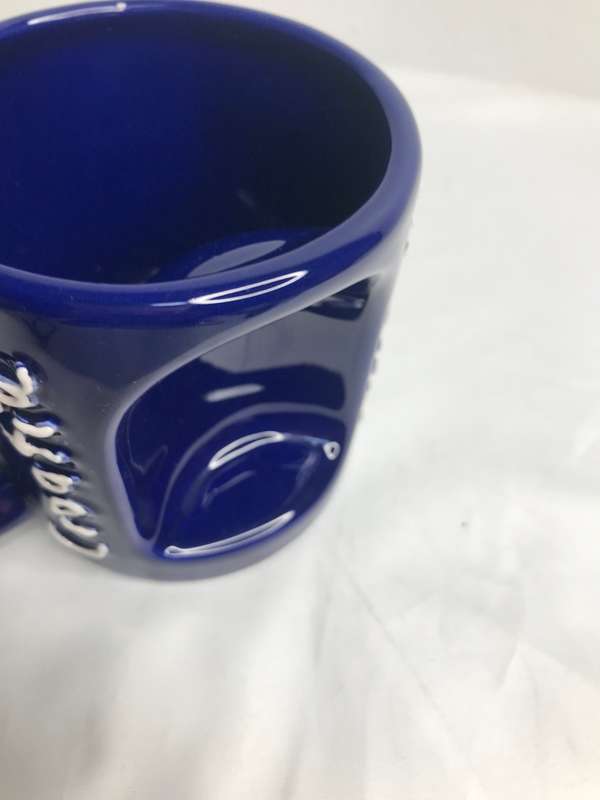 Art Collectable Cup Ceramic Croatia Hrvatska Blue Unusual Design Raised Print Souvenir IMPORT