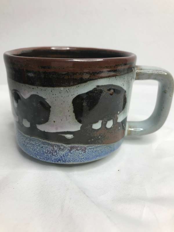 Mug Stoneware Mexico Style Buffalo Painted Ceramic.