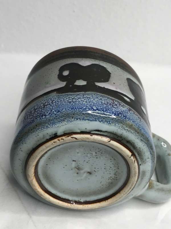 Mug Stoneware Mexico Style Buffalo Painted Ceramic.