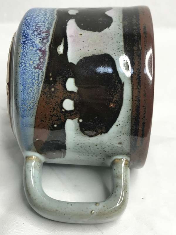 Mug Stoneware Mexico Style Buffalo Painted Ceramic.