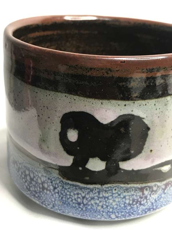 Mug Stoneware Mexico Style Buffalo Painted Ceramic.