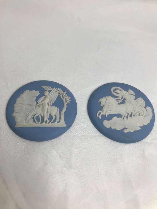 Wedgwood Medallions 2 Pieces 1950 Pegasus and Greek Hero plus Chariot