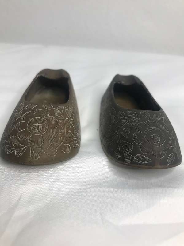 Antique Solid Brass and Copper Flower etched on Decorative Ashtray Mid Century set of 2