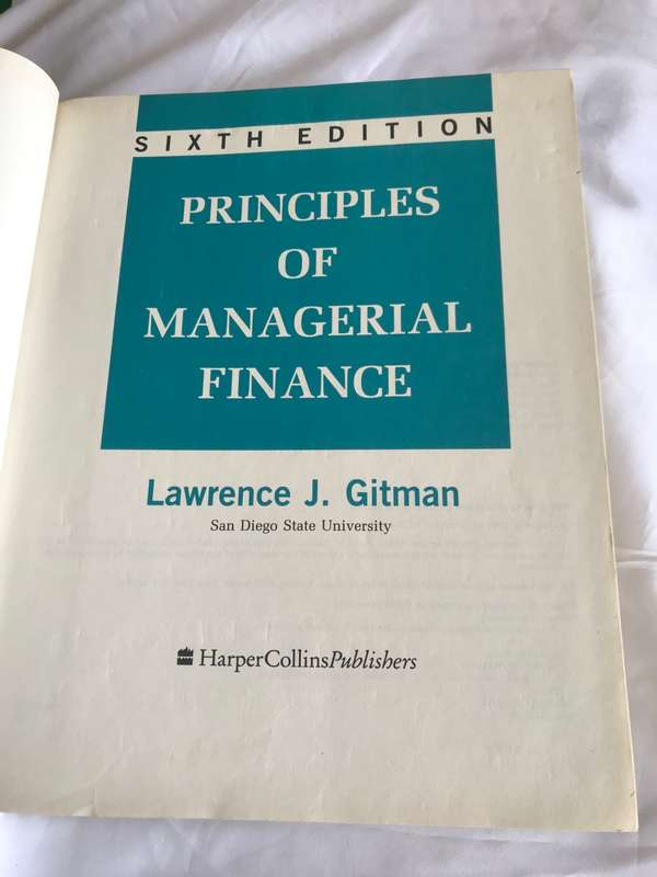 Principles of Managerial Finance Lawrence J Gitman 6th edition Hardcover