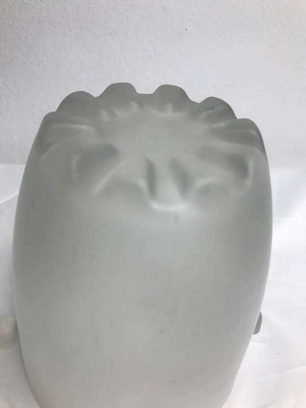 Vase Frosted Glass one small chip inside see pictures thick glass size 13cm x 12 cm(top)