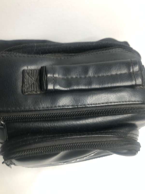 Sony Camera Bag Black Leather second hand front pocket, divider inside one zip off track
