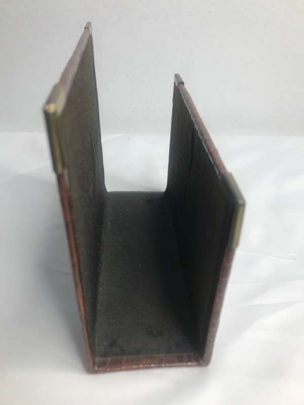 Crocodile Skin Book Letter Holder with gold plated edges Vintage Desk Decor