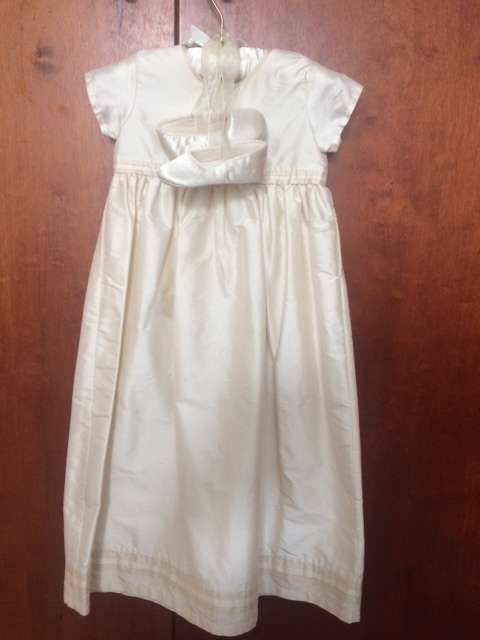 Mothercare 100% silk christening gown with matching slippers