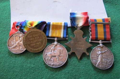 BRITAIN / SOUTH AFRICA-BOER WAR-QSA MEDAL & WW1 TRIO  & FAITHFUL SERV. E -6592 PTE. G. PAGE