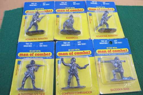 MODEL FIGURES - CARD ENCASED - MEN OF COMBAT - 6 DIFFERENT SOLDIERS