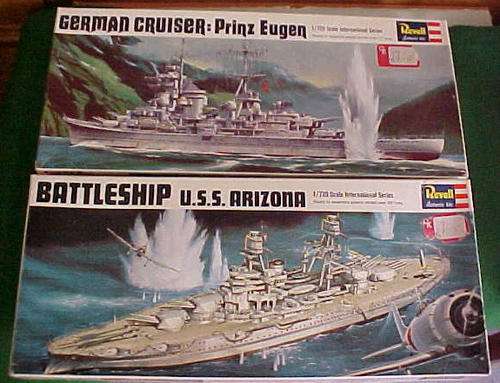 REVELL MODELS - BATTLESHIP ARIZONA & GERMAN CRUISER PRINZ EUGEN  1/720 SCALE
