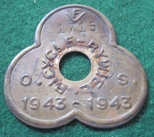 SOUTH AFRICA - OANGE FREE STATE BICYCLE LICENSE 1943