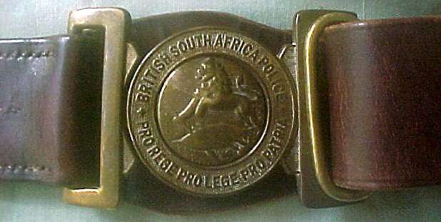 RHODESIA-BRITISH SOUTH AFRICA POLICE LEATHER BELT WITH BRASS BUCKLE