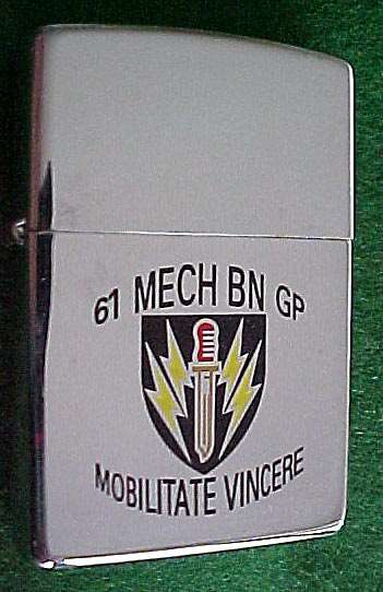 61 MECHANISED BATTALION- ZIPPO LIGHTER NEVER USED 1999 ISSUE WITH ZIPPO CASE