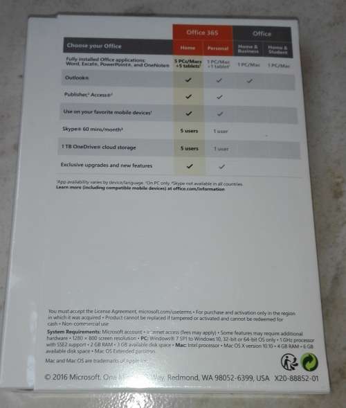 Office 365 Home Subscription 1 Year, Brand New, Sealed