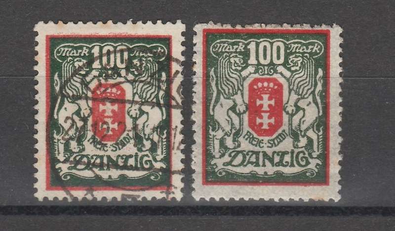 Danzig 1922 100M Underprint Omitted Michel 128yF Postally used in correct period R1700