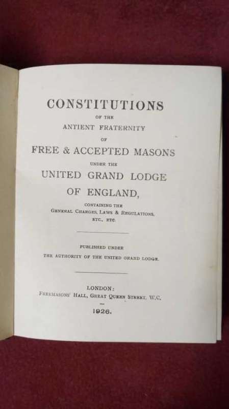 United Grand Lodge of England - Freemason Constitutions (1926)