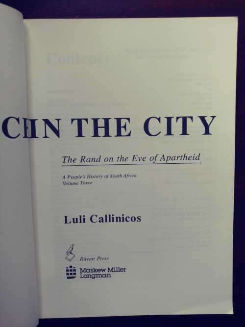 A Place In The City - The Rand On The Eve of Apartheid