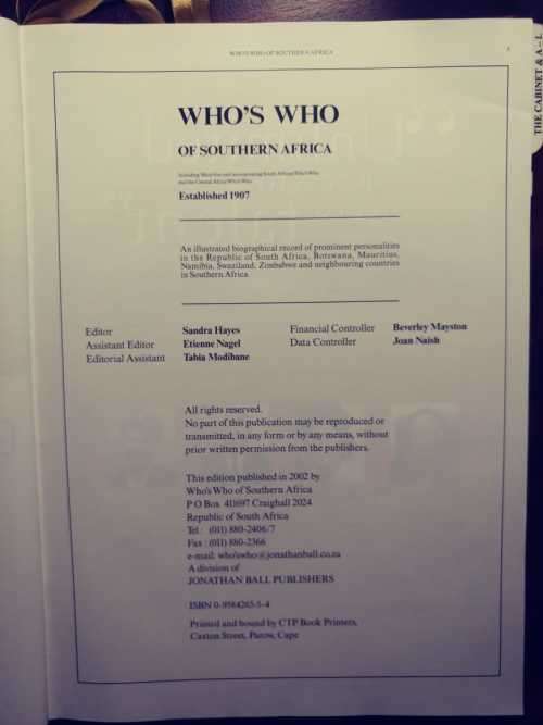 Who`s Who of Southern Africa 2003