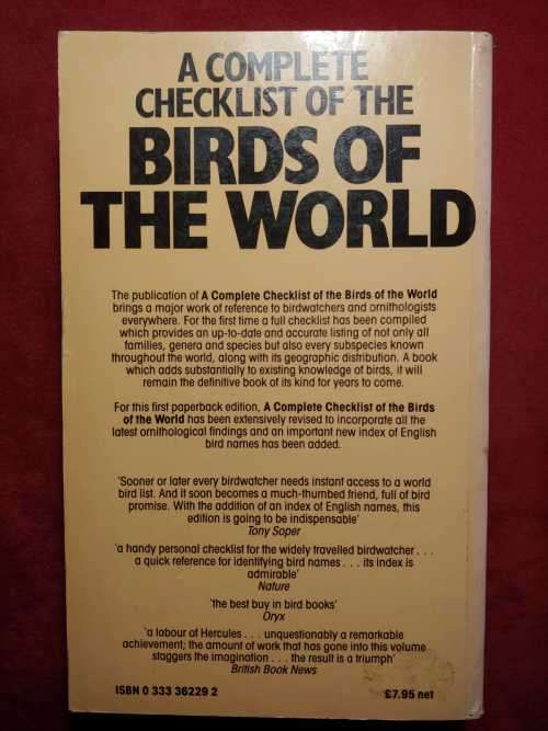 Birds of the World - A Complete Checklist