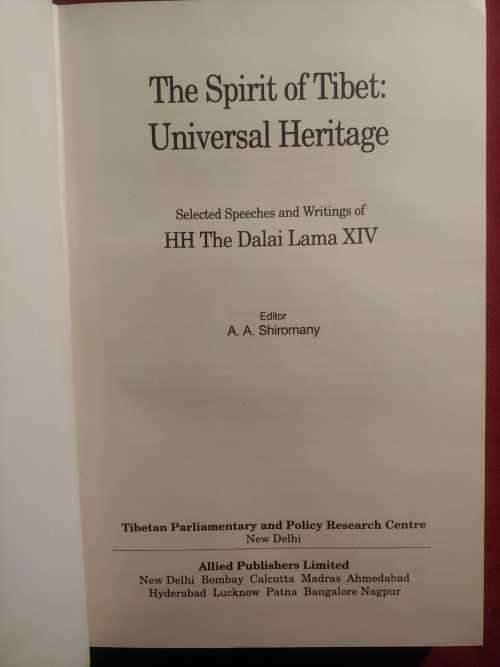 The Spirit of Tibet: Universal Heritage - Speeches of the Dalai Lama XIV