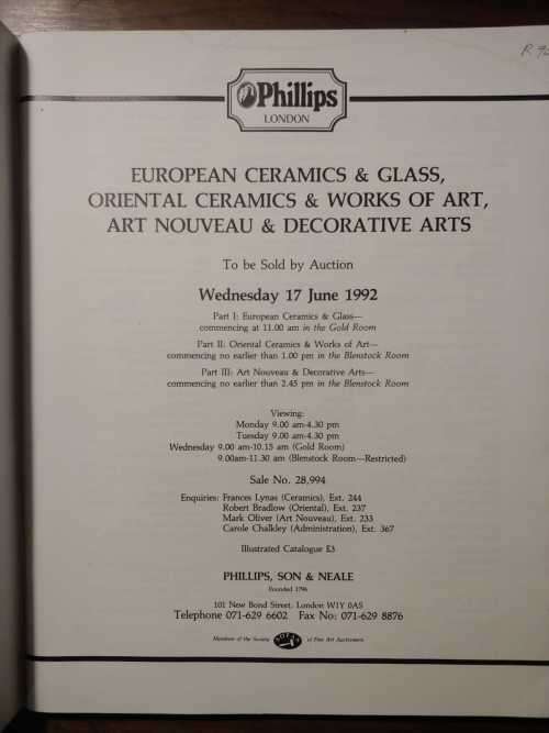 European & Oriental Ceramics, Glass and Decorative Arts - Phillips (London)