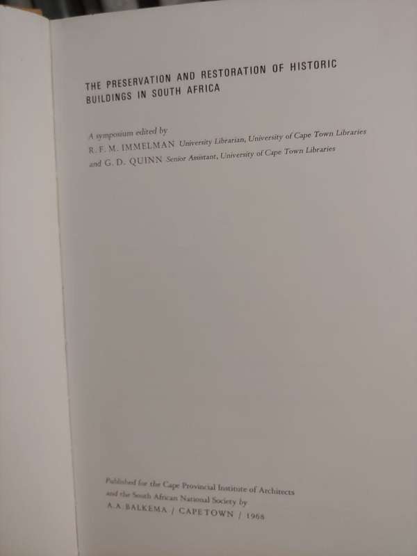 The Preservation And Restoration Of Historic Buildings In South Africa