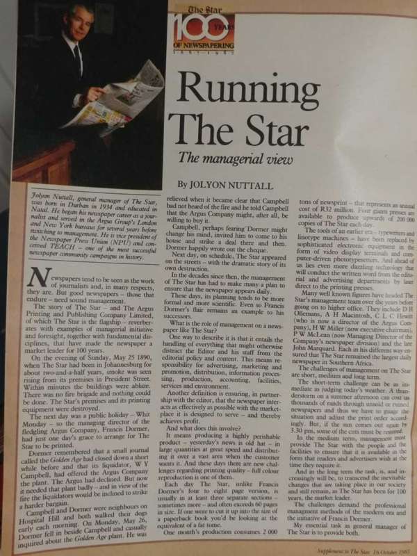 The Star 100 Years Of Newspapering (Souvenir Supplement)