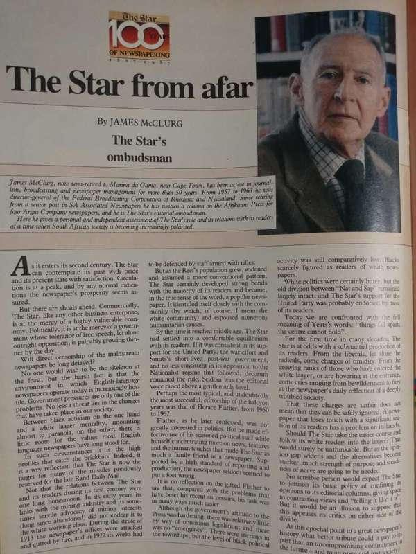 The Star 100 Years Of Newspapering (Souvenir Supplement)