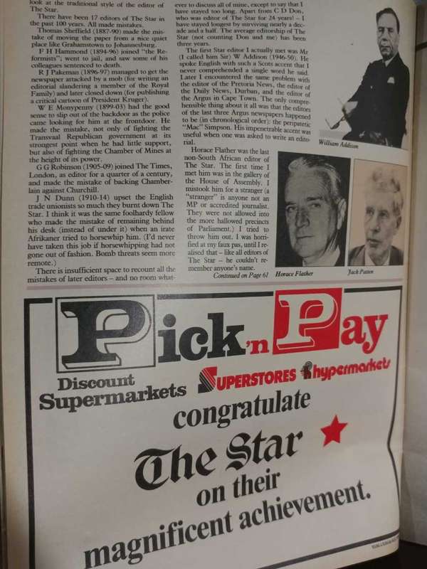 The Star 100 Years Of Newspapering (Souvenir Supplement)