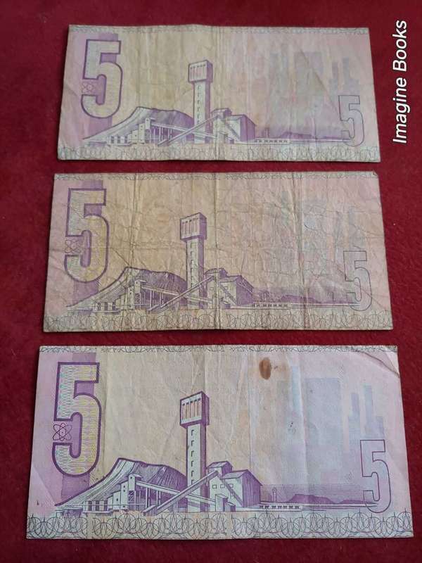 SA old Five Rand banknotes x 3 - C. L. Stals