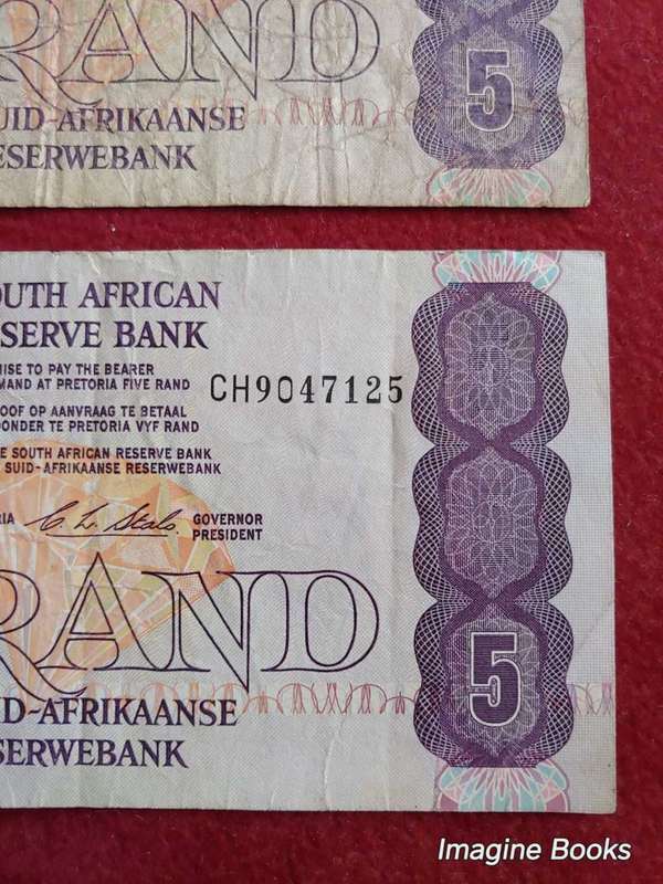 SA old Five Rand banknotes x 3 - C. L. Stals