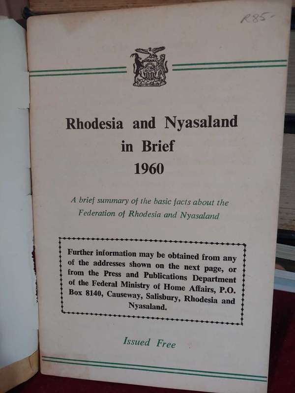 Rhodesia and Nyasaland In Brief - 1960