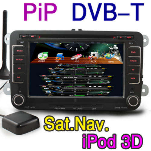 7" Double din / 2 Din  Car HD DVD Player - GPS \ TV \ BLUETOOTH \ TV \ VOLKSWAGEN \ VW \ iPod \