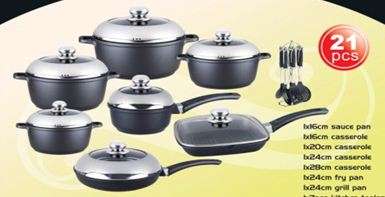 Dessini Regina 21 Piece Die Cast Aluminum Cookware Pot Set - NON STICK - BRAND NEW